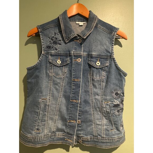 Westport 1962 Denim Vest Women’s S Embroidered Y2K Vintage Retro Layered Look - Picture 1 of 6